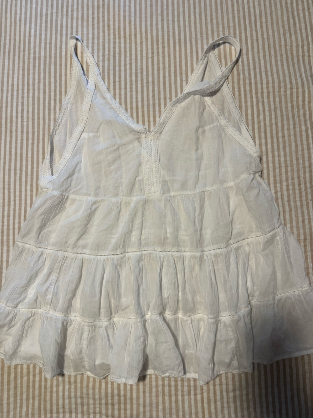 aerie White Tiered Cotton Cami Tank